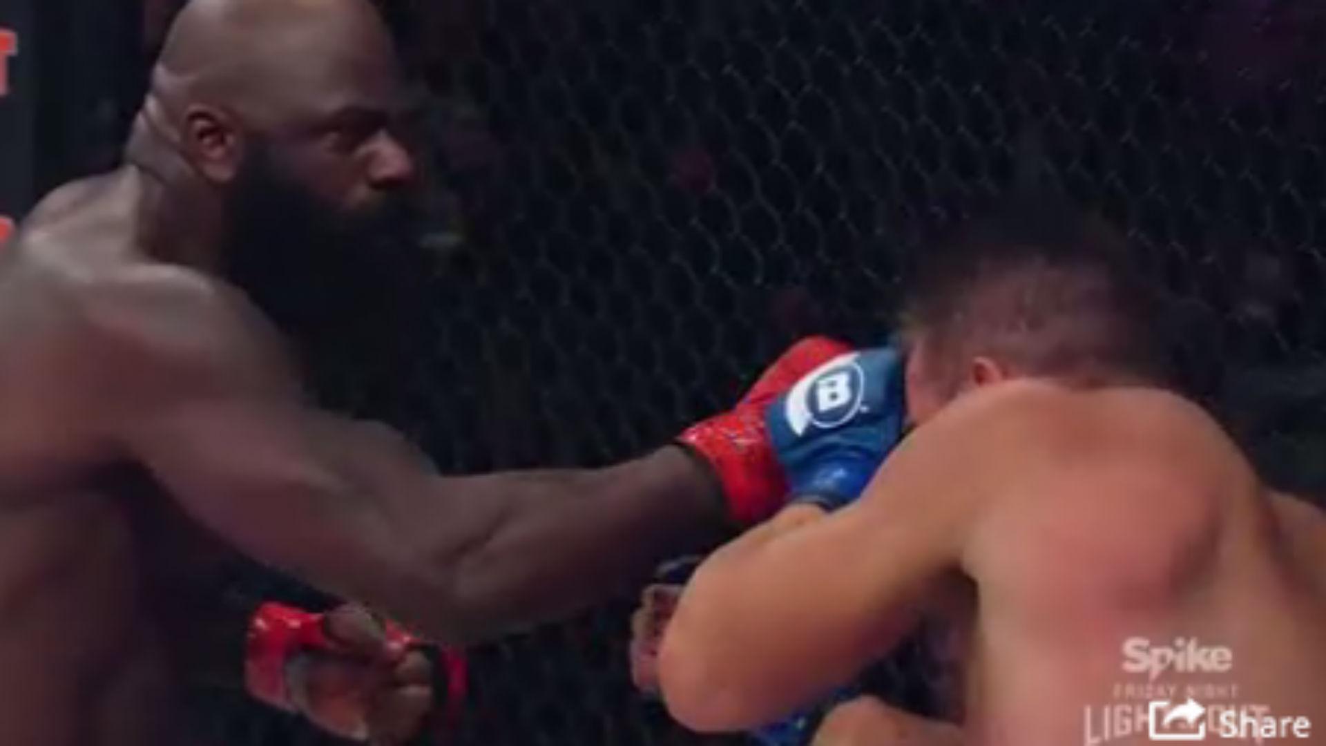 Kimbo Slice knocks out Ken Shamrock in the first round at