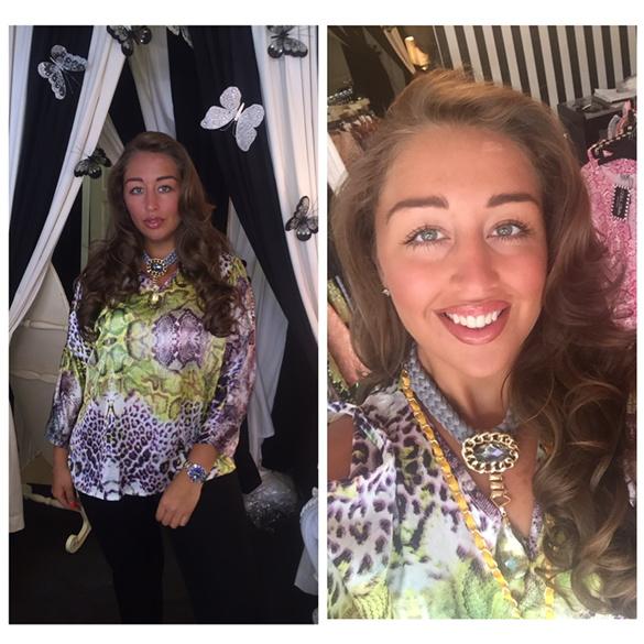 NelsBellesx's tweet photo. Wearing our lime snakeprint silk top today £24.99 💚 and our grey angel droplet necklace £15 💚 http://t.co/PEfWEV7rGH