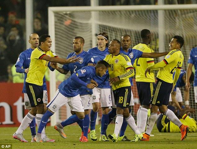 bolterous's tweet photo. Neymar dihukum 4 laga &amp; denda 6.300 Pounds oleh CONMEBOL terkait insiden kartu merah di laga melawan Colombia. http://t.co/xo3kbxYGLL
