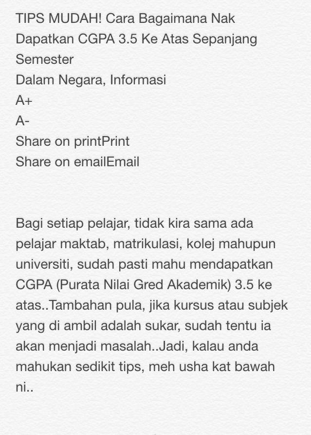 Appliedsciencestapah On Twitter Tips Mudah Cara Bagaimana Nak Dapatkan Cgpa 3 5 Ke Atas Sepanjang Semester Sharingiscaring Http T Co Fcujziddzm