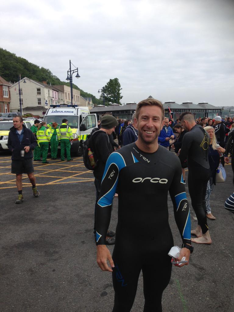 Good luck @marcbarrow you handsome bastard #MumblesTriathlon #roadtotenby @Jobarrow82