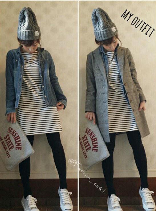 ユニクロのボーダーワンピで
プチプラカジュアル♪