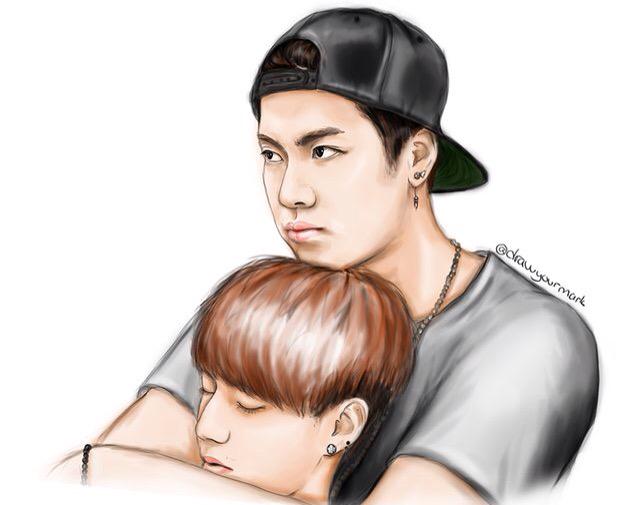 brystalhope's tweet photo. Amazing fan art by #drawyourmark #MarkTuan #JacksonWang #Markson #GOT7 http://t.co/cM5PgmhGXd