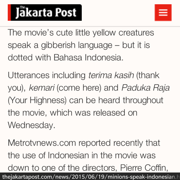INDONESIAinLOVE's tweet photo. Film Baru! MINION bilang :Terima Kasih, Kemari dan Paduka Raja http://t.co/y66hzXyr7g