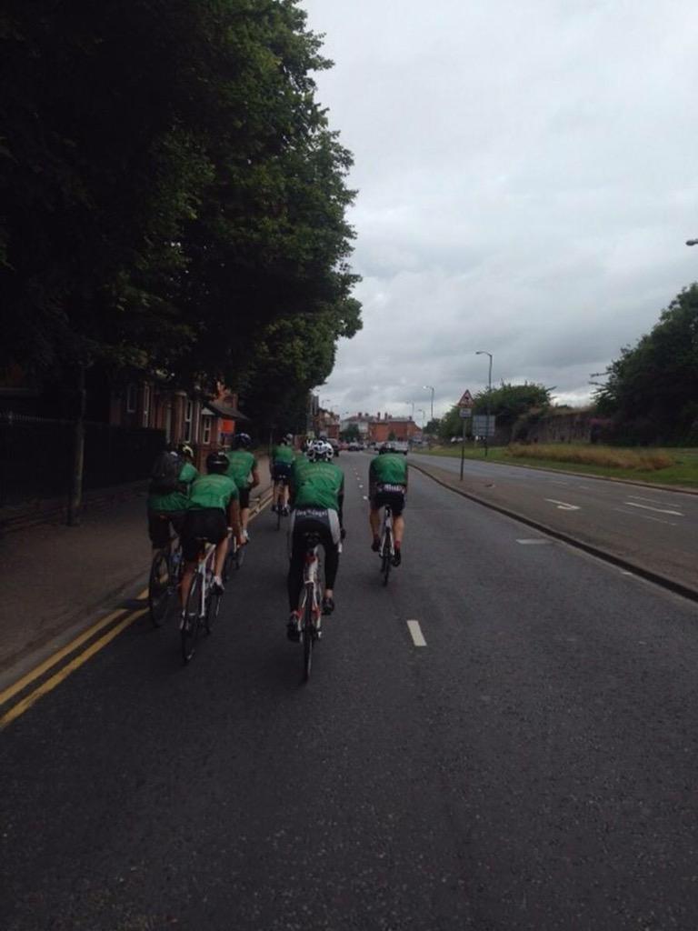 And they're off! 200 mile cycle in a day Cirencester to bolton in aid of 4 deserved charities and trusts. Go lads!
