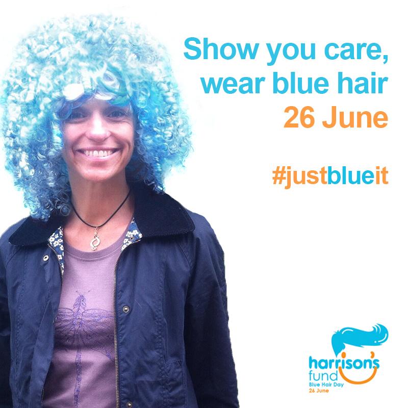 bluehairday's tweet image. Just a few days left now! What can you do to show you care #justblue it for @HarrisonsFund @michaelastracha