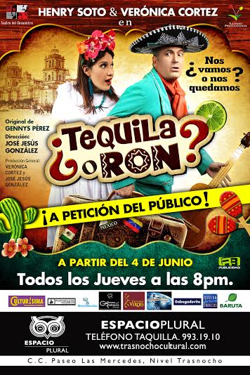 #TequilaoRon Jueves 8pm en el <a href="/trasnochocult/">Trasnocho Cultural</a> con @VeronikValentin <a href="/rysoto/">Henry Soto</a> Prod. <a href="/josejesusteatro/">Jose Jesus Gonzalez</a> <a href="/MiceliAdriana/">Adriana Miceli</a>