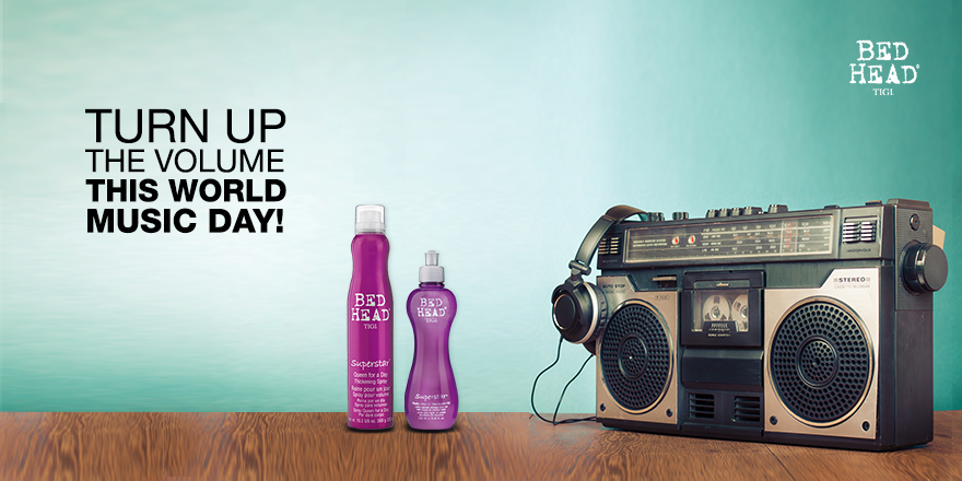 TIGIIndia's tweet image. Y'all Bed Head homies! Pump up the #bass &amp;amp; let your #hair do the dancin'! Happy #WorldMusicDay! #HairJam #Volume