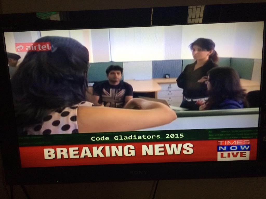 momshad's tweet photo. We are LIVE on TIMES NOW right now #codegladiators #codegladiators2015 @techgigdotcom http://t.co/VoXlEMnfag