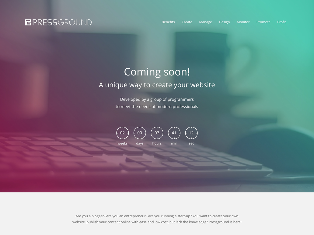 BetaList's tweet photo. Pressground: Build a real website http://t.co/jIminzOq6E http://t.co/JZl5JIWnZ6