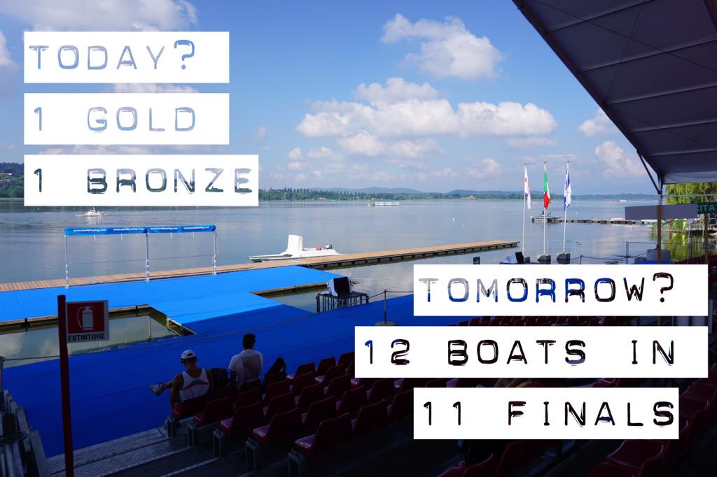 A good day's work for @GBRowingTeam. 

Sunday's action is on <a href="/BBCRedButton/">BBC Red Button</a> and 5 live sports extra. Tune in.
