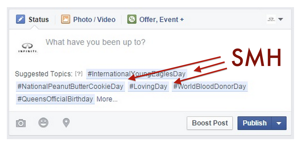 thenextweb's tweet photo. Facebook wants to suggest status update topics, and that’s a terrible, horrible, very bad idea http://t.co/kzL3vwamtl http://t.co/W4gqW3A0c4