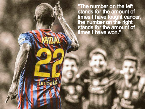 Footballtweet's tweet photo. Éric Abidal - what an inspiration. http://t.co/JRBHEpwmGn