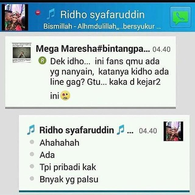 Kidho punya line tp pribadi jadi hati2 ya banyak yg palsu;)