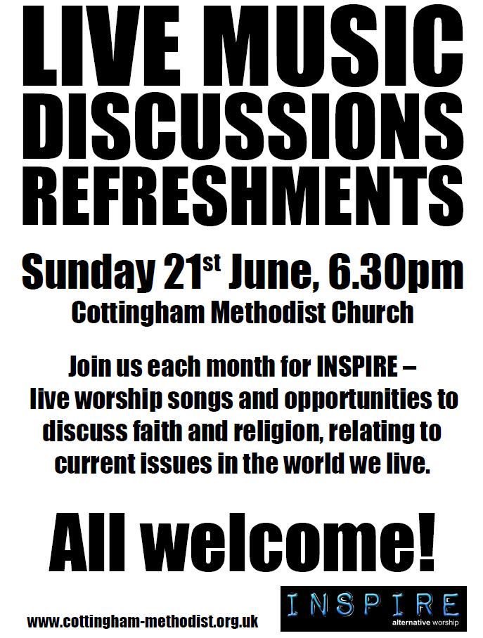 CottMethChurch's tweet image. Join us for live music, discussions and refreshments tomorrow evening, 6.30pm in Cottingham - all welcome!