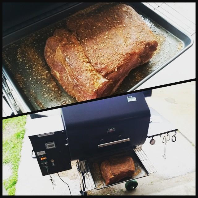 10lb pork butt going on the @gmgrills #pelletgrill #smoker #pellethead #gmgrills #greenmountaingrills - hondabob1