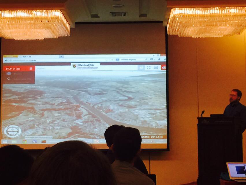 MartinChristen's tweet photo. Hannes from @geoplexnews presenting their viewer based on @OpenWebGlobe at @Web3D2015 http://t.co/fvhcEzQQQZ