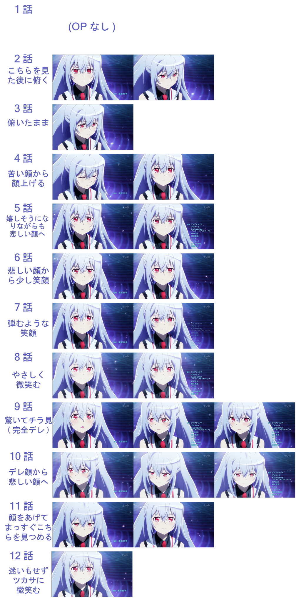 だりうす プラスティック メモリーズ のopの最後は毎回変わっていて Opが流れる前の話のアイラの心情を表している もう迷わずツカサに微笑んでいる11話のアイラの心情がよく現れていてほっこりした Plamemo 画像は12話ver Http T Co Ejteekrycw