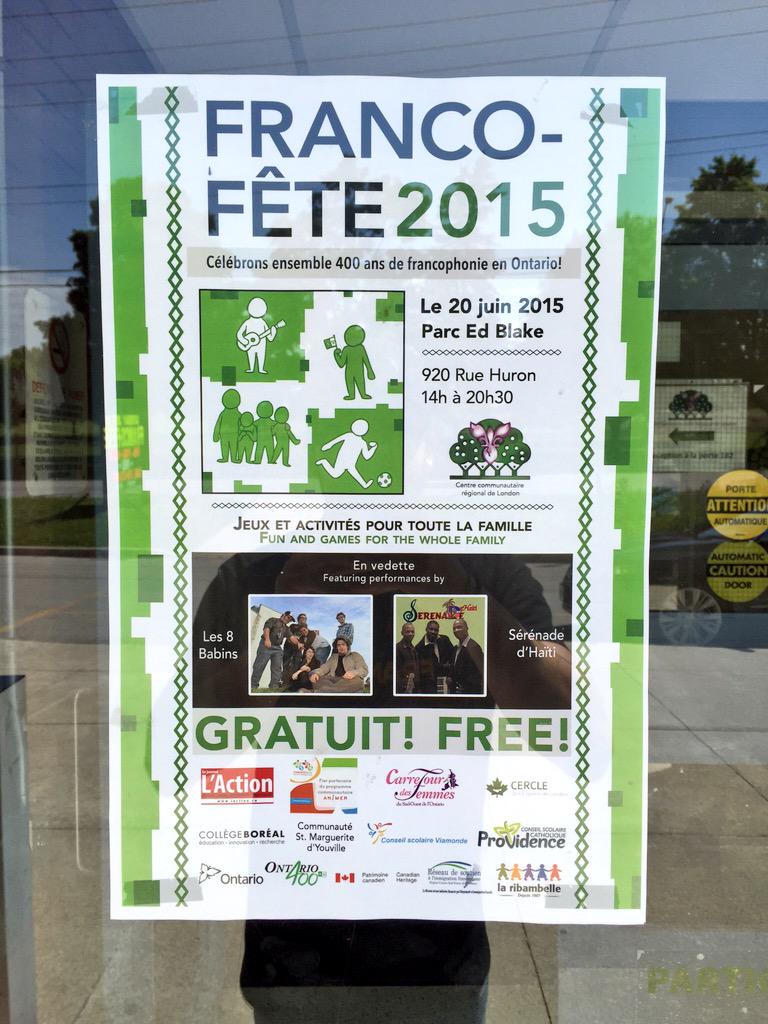 Venez en apprendre plus sur nos écoles de langue française à la Franco-Fête de #ldnont aujourd'hui au Ed Blake Park!