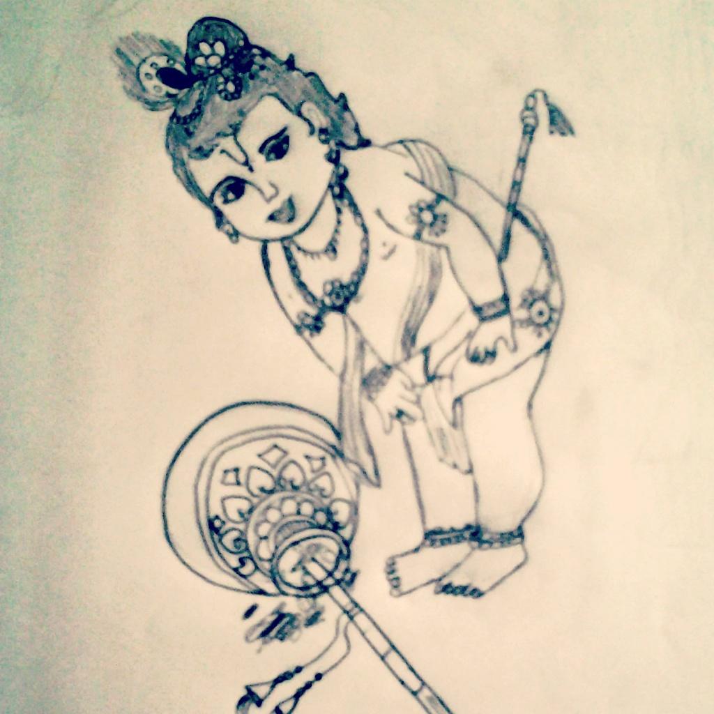 Janmashtami Drawing, Krishna Drawing, bal gopal drawing, Outline drawing  tutorial - YouTube