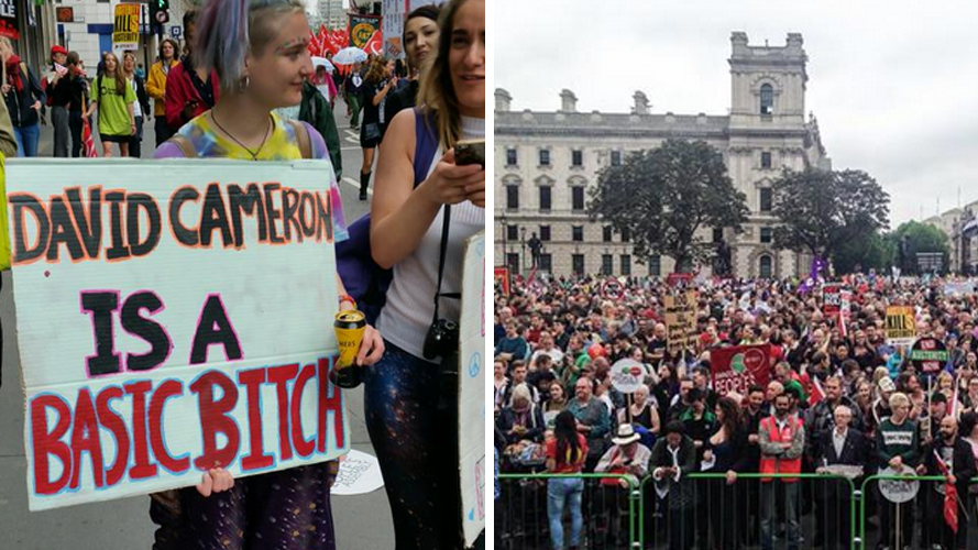 KateEOSullivan's tweet photo. For those unable to march 2day: the best #EndAusterityNow banners &amp; @OwenJones84 's speech. http://t.co/svaVBkzuMc http://t.co/VFYsayaVwr