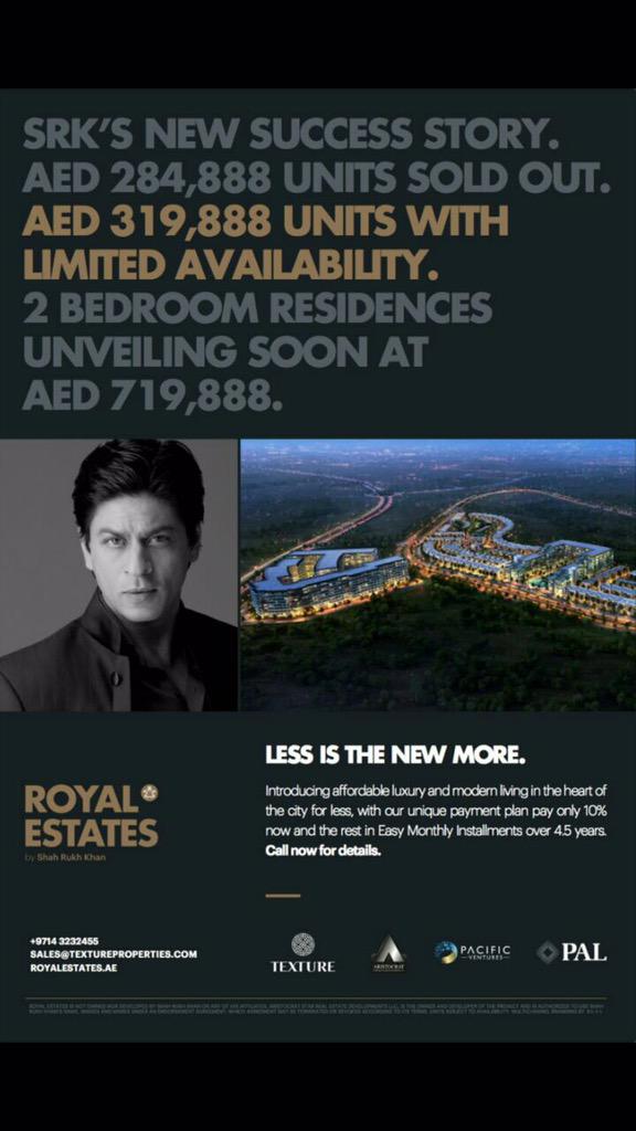 paldevelopments's tweet photo. Swiftly moving to the second phase of sales #PALDevelopments #royalestatesbysrk #srk #tonyashai #gaurikhan #Dubai http://t.co/cZpSIFD8bl