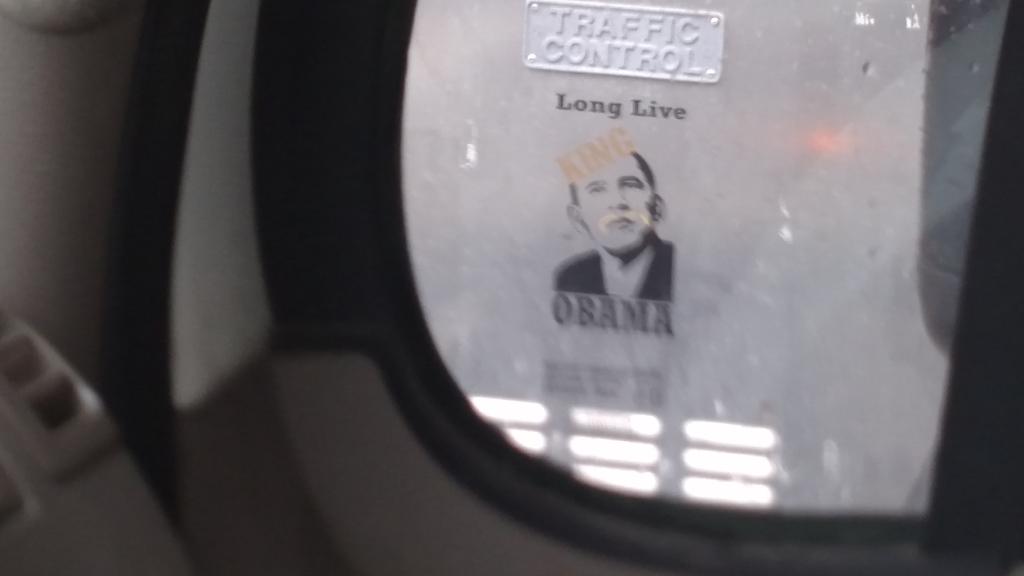 Traffic control box in Joplin, Mo #BarackObama in case you can't tell the word king is used as a crown smh