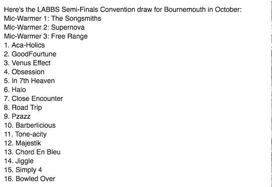 Here's the LABBS Semi-Finals Convention draw for Bournemouth in October... #LABBS15