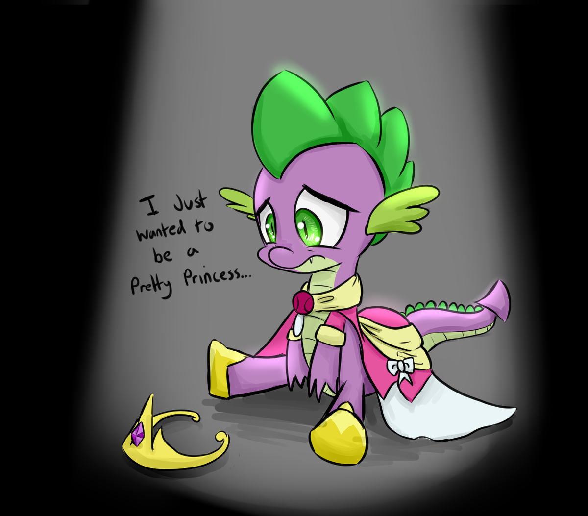 Flutterfag's tweet photo. He just wanted to be a pretty princess, that is all #PrincessSpike #MLPFiM
Source: https://t.co/7HK3zTWYKV http://t.co/1cLZfsSden