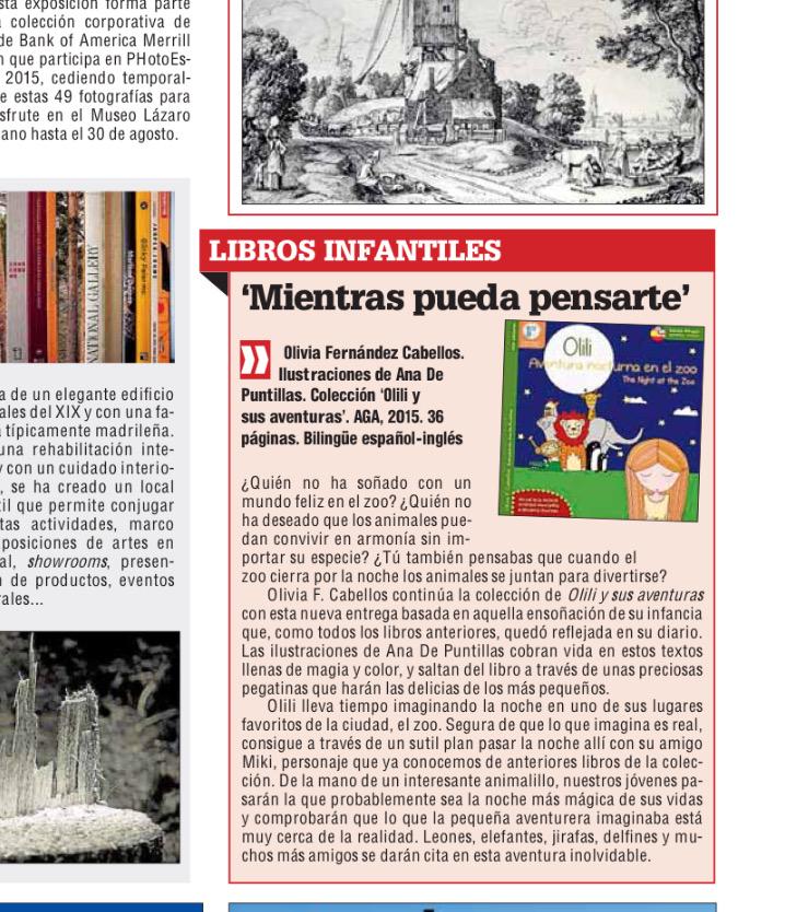 OliviaTalentHub's tweet photo. Muchas gracias al periódico del distrito de Salamanca por su bonito eco de #OliliAventuraNocturnaEnElZoo http://t.co/pfhbTvYwTE