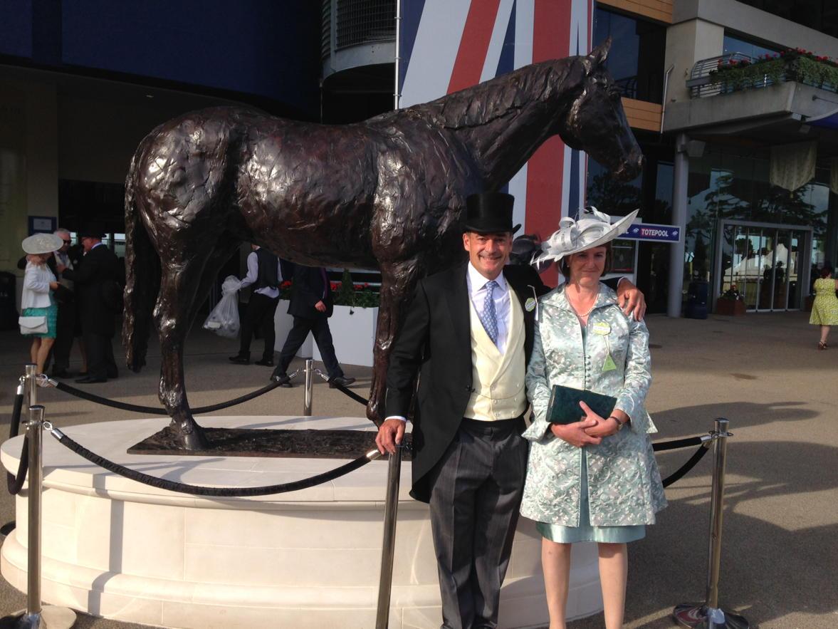 Frankel, the sculptor and his wife... At Royal Ascot!