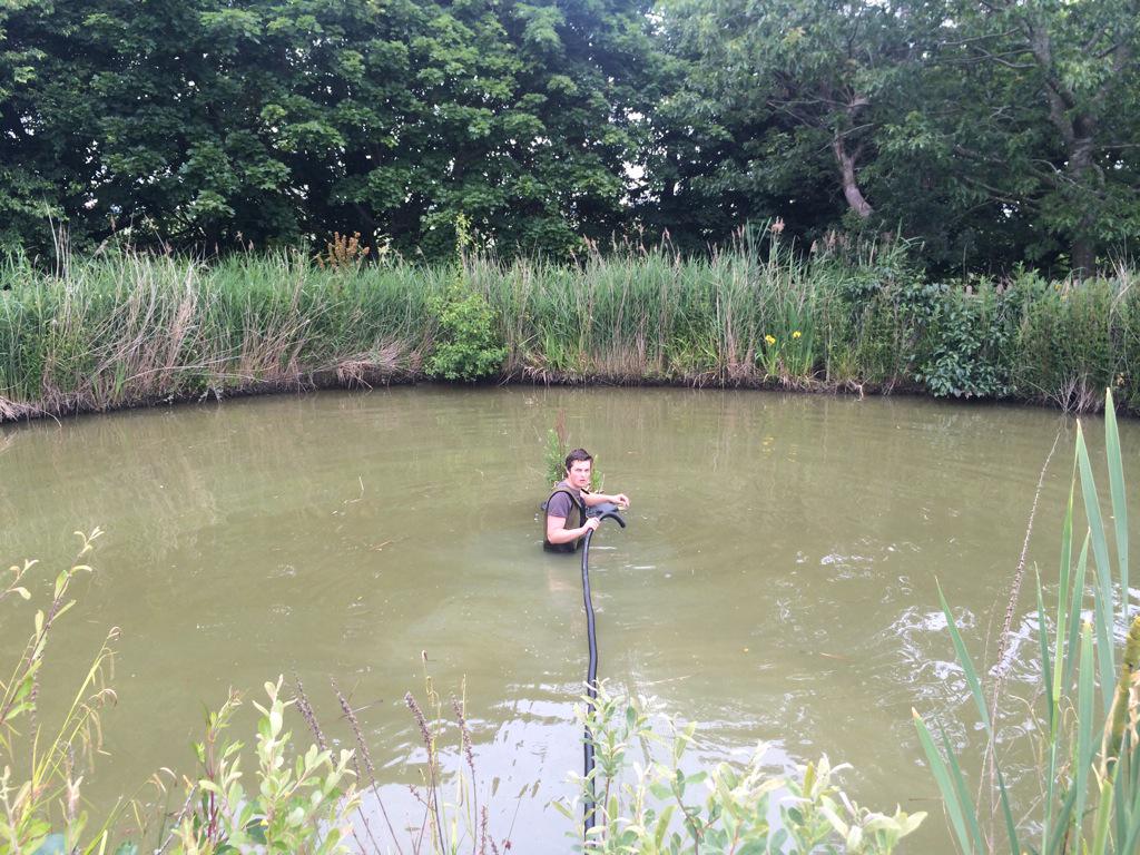 The_Fish_Doctor's tweet image. Installing a new complete filter action system into a large pond #ponds #fish