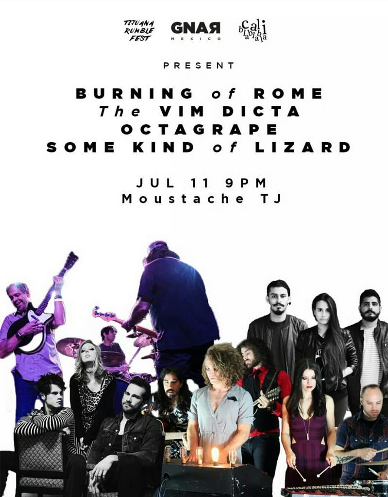 Playing <a href="/MOUSTACHETJBAR/">MOUS TACHE BAR</a> in Tijuana on July 11th with @TheVimDicta, <a href="/SKOfLizard/">Some Kind of Lizard</a> and Octagrape. Órale!!!