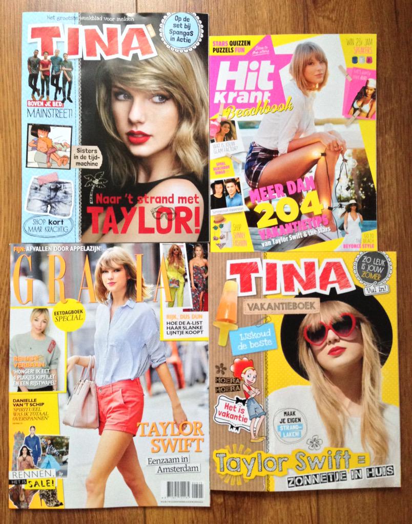Taylor is now featured on the cover of four Dutch magazines! Only ONE day left until #1989TourAmsterdam 😄