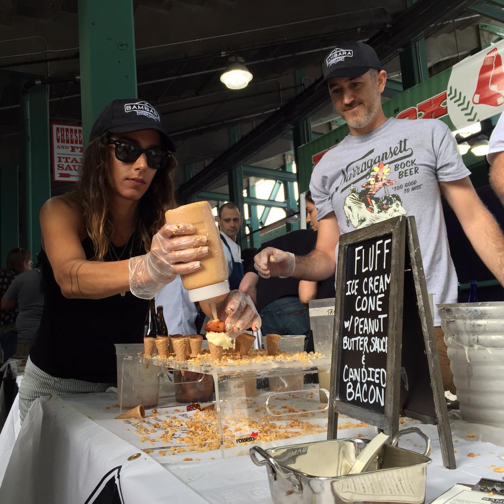 Fluff ice cream w/ a bacon topping...only at #FenwayBacon from <a href="/BambaraCAMB/">Bambara Cambridge</a>