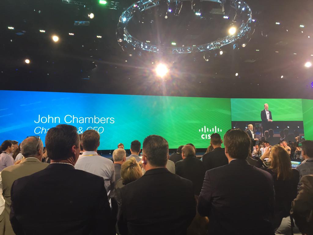 zkerravala's tweet photo. Well deserved standing ovation for john chambers #CLUS15 #CLUS #cscape15 http://t.co/ja9U5ZSHBJ