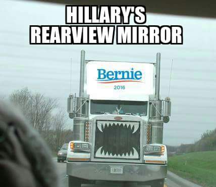 People4Bernie's tweet photo. OBJECTS IN MIRROR ARE CLOSER... #FeeltheBern #Bernie2016 http://t.co/G1NokysW7l