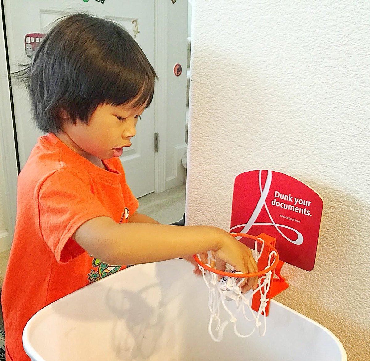 MJNISH's tweet image. My son was doin' the document dunk #AdobeDocCloud over the weekend!