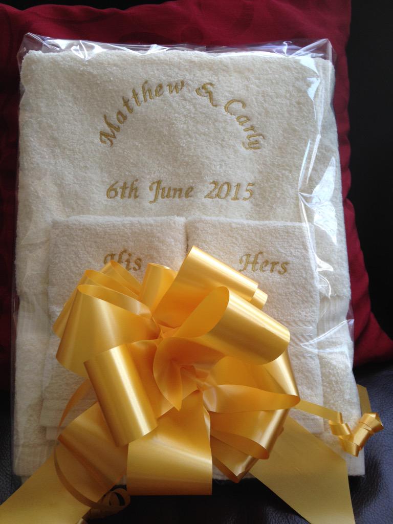 PengDesigns's tweet image. Wedding towels personally embroidered