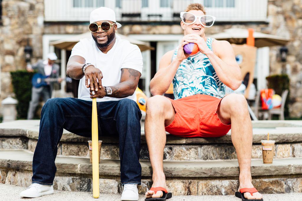 RobGronkowski's tweet photo. Big Papi and I are officially rock stars! Catch us singing about @DunkinBoston's Iced Coffee. http://t.co/4sqsMTbdmA http://t.co/zaH6baSvz9