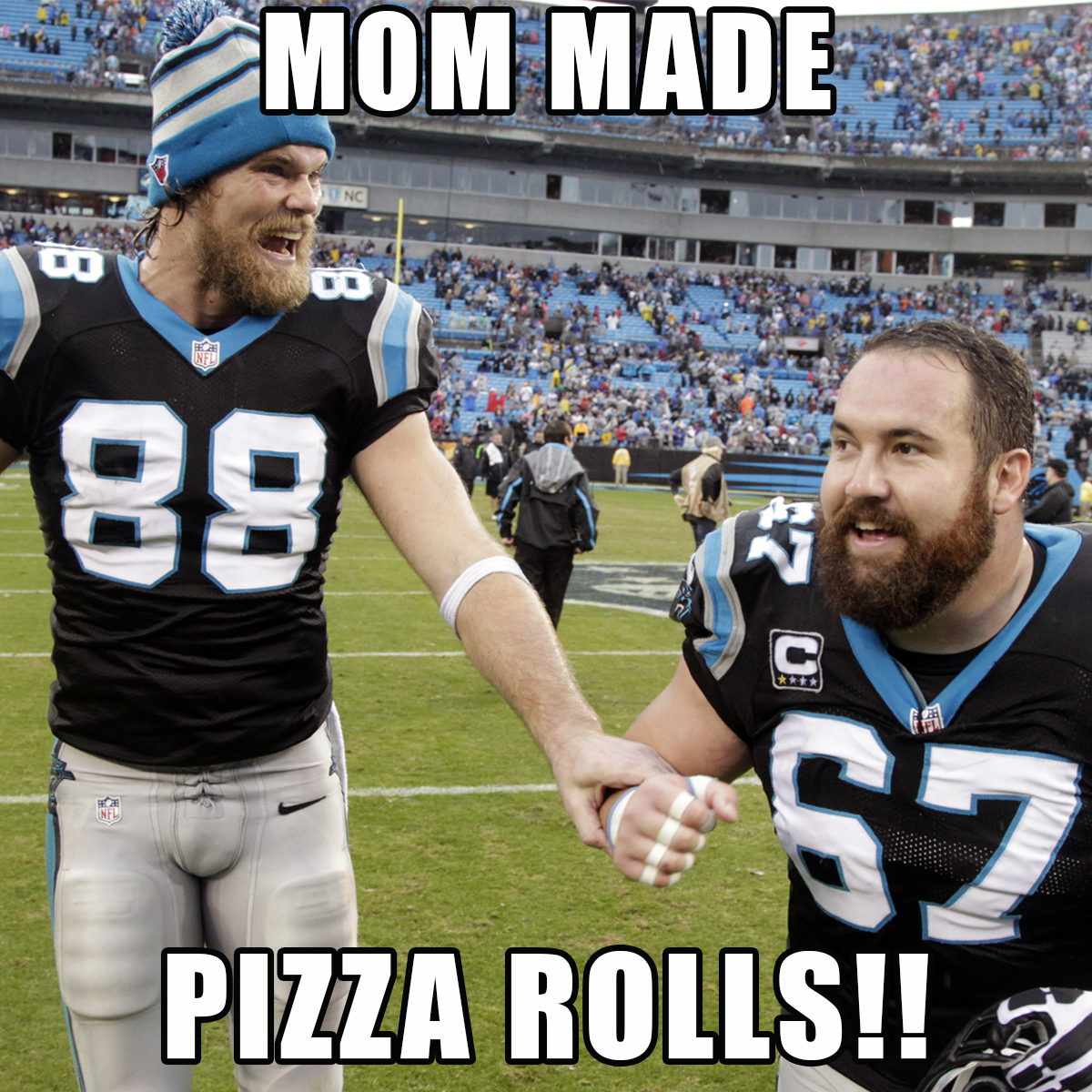 #Panthers football AND pizza rolls are always better with your best friend....