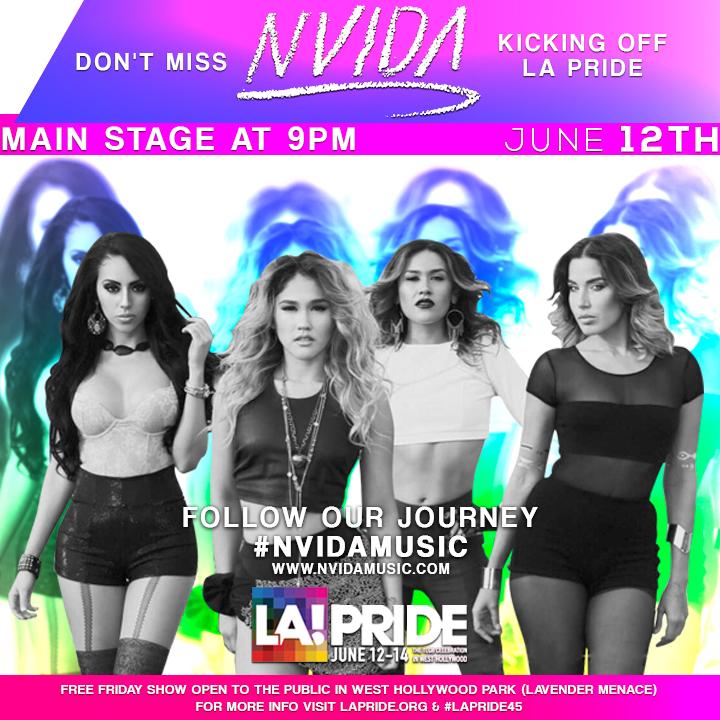 NVIDA_MUSIC's tweet photo. Don't Miss NVIDA performing #live JUNE 12th @LAPRIDE #KICKOFF #LAPRIDE45 #nvidamusic Free to the public! #girlband http://t.co/3GssPwm4EK