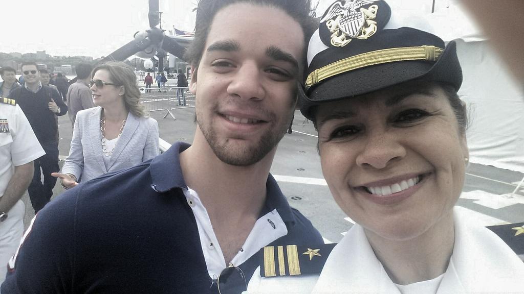 iambrendagarcia's tweet photo. Tony winner David Alvarez visits during #FleetWeekNY. ##SelfieWithASailor http://t.co/MwibzmYUmm