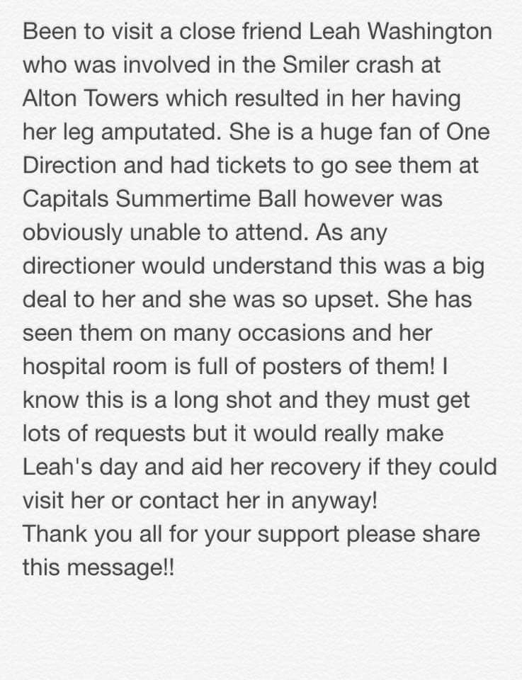 thenamesnicola's tweet photo. please would everyone retweet and pass this round for my cousin,it would mean the world x http://t.co/dYATX8iAva