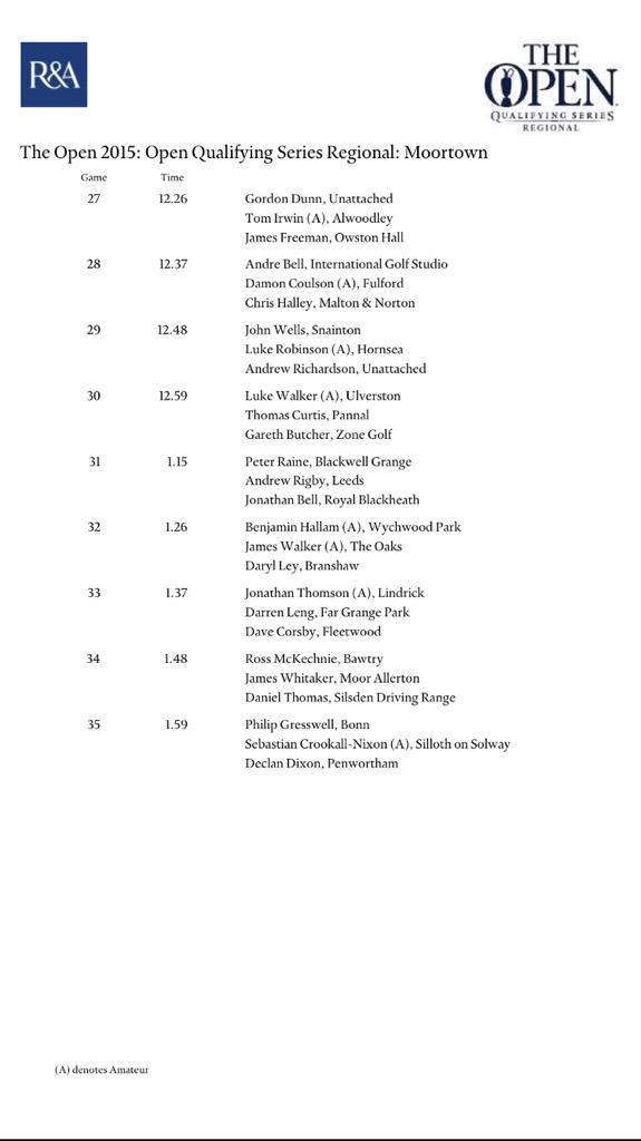 fulfordproshop's tweet photo. Times are out for our 3 lads at this years @TheOpen Qualifying @Danhoodgolf @Dcoulson94 @CraigSmithgolf #TeamFulford http://t.co/UMFa3Xq9OK