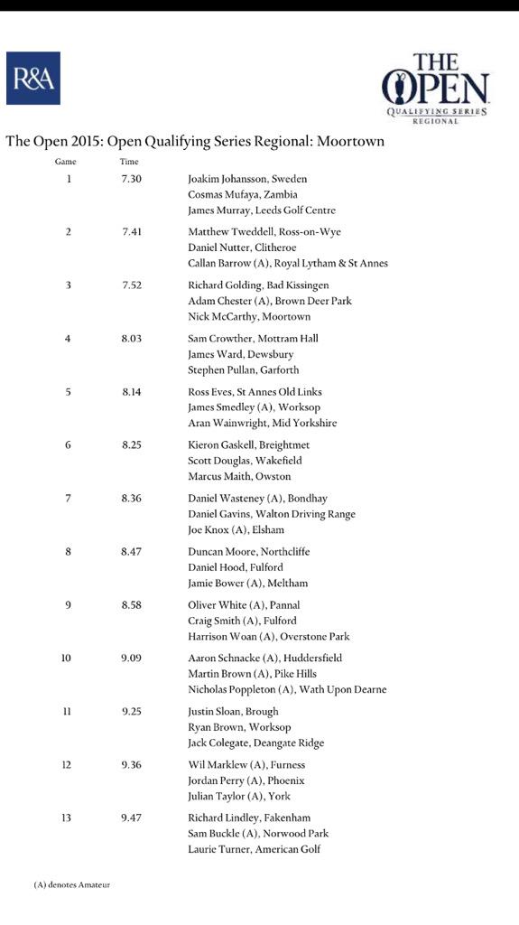fulfordproshop's tweet photo. Times are out for our 3 lads at this years @TheOpen Qualifying @Danhoodgolf @Dcoulson94 @CraigSmithgolf #TeamFulford http://t.co/UMFa3Xq9OK