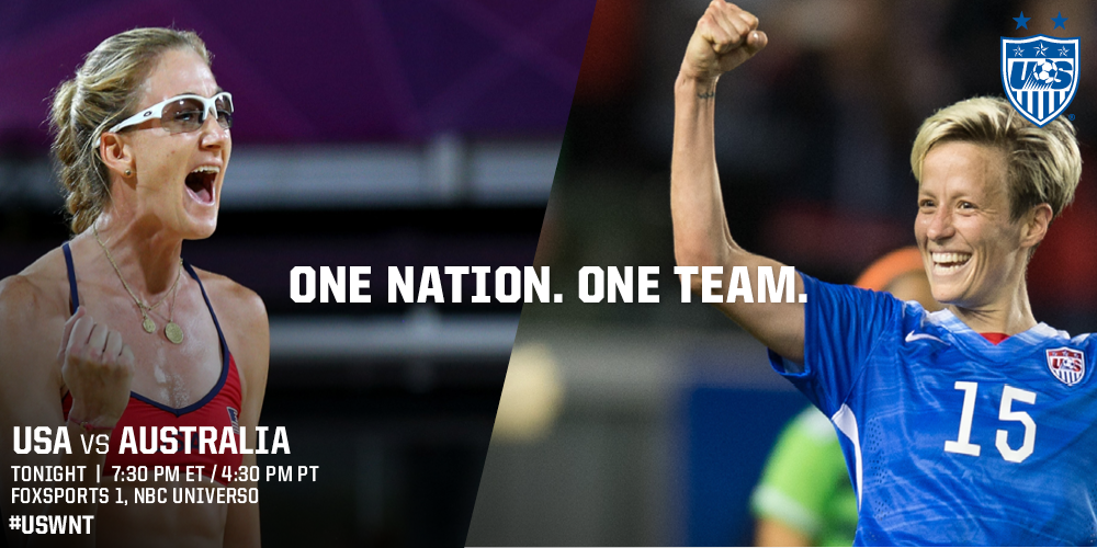 TeamUSA's tweet photo. One Nation. One Team.

Good luck @ussoccer_wnt! ALL of #TeamUSA is behind you. 

#USA #USA #USA #USA #USA #USA #USA http://t.co/HC42bFH0LB