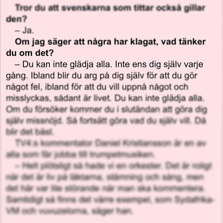 annaherdy's tweet photo. TRUMPETMANNEN: 
- Du kan inte glädja alla. Inte ens dig själv varje gång. 
#fvm15 #swe #nig http://t.co/MmxmaMkJDZ