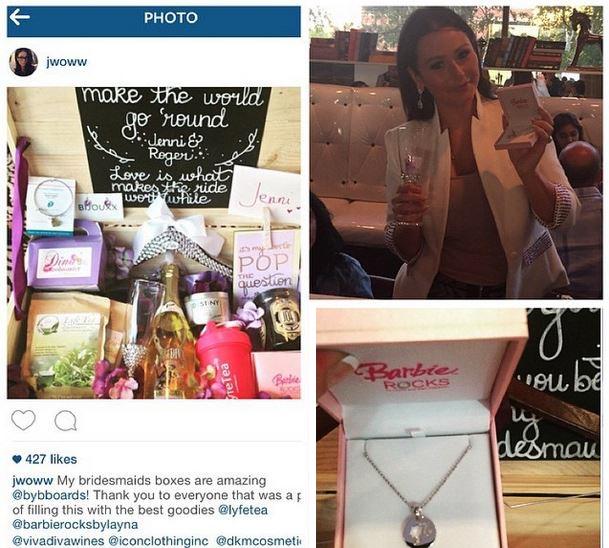BarbieRocks's tweet photo. SO happy to be a part of our dear friend @JENNIWOWW party over the weekend. Your bridal party boxes were beautiful!!! http://t.co/FPSkfOXnbz