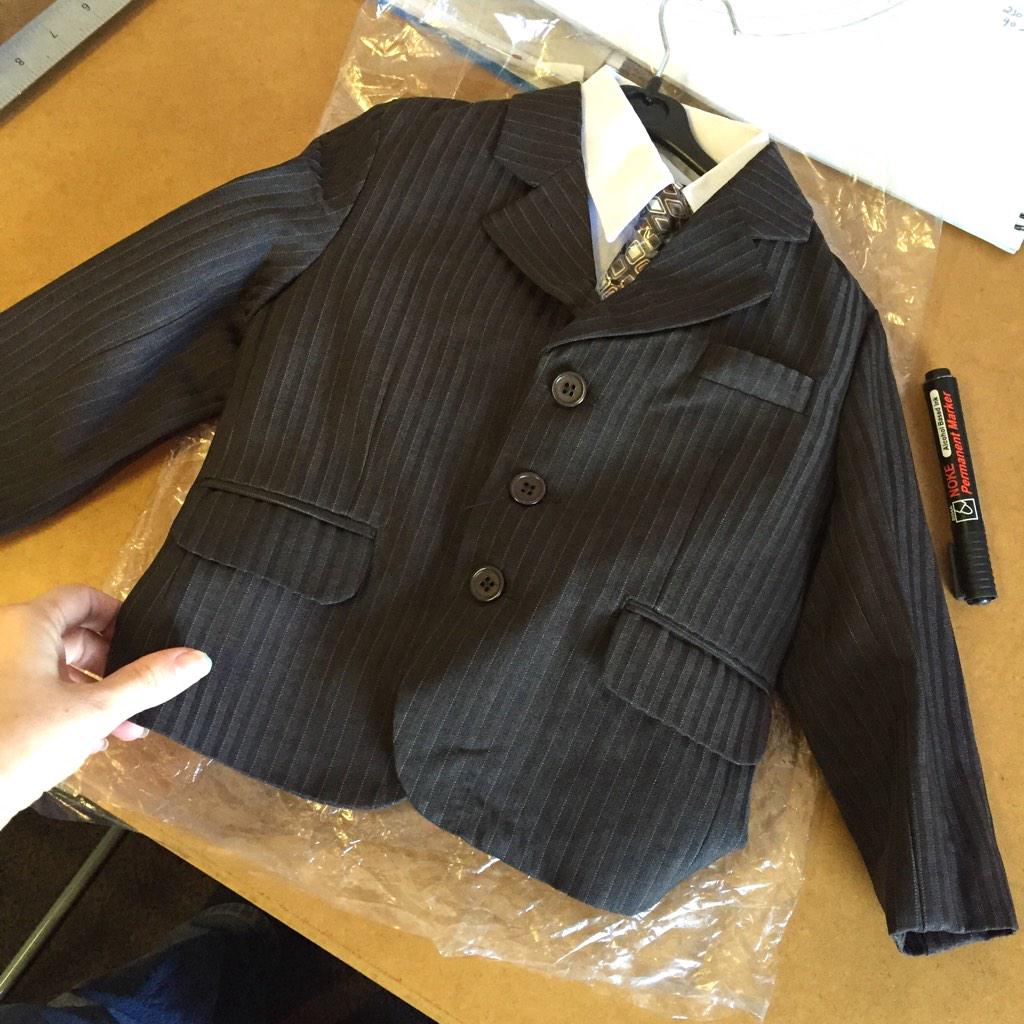 CursedCreations's tweet photo. The cutest little brown pinstriped suit I ever did see 😉 WHO could this be for? #snicker #puppetlyf http://t.co/E9J0Ho8uY9